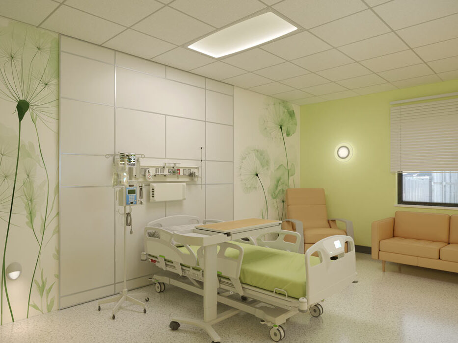 Kenall Millenium Flair™ LED Luminaire installed in a patient room